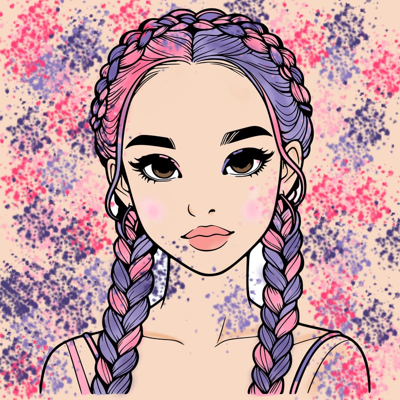 realistic girl with braids