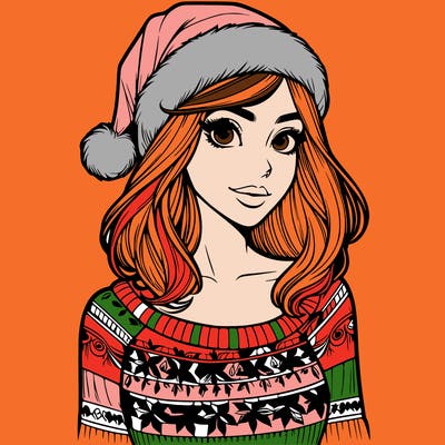 realistic lady in a christmas sweater