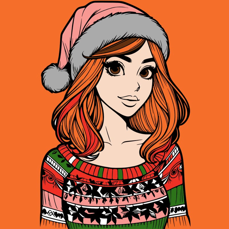 realistic lady in a christmas sweater