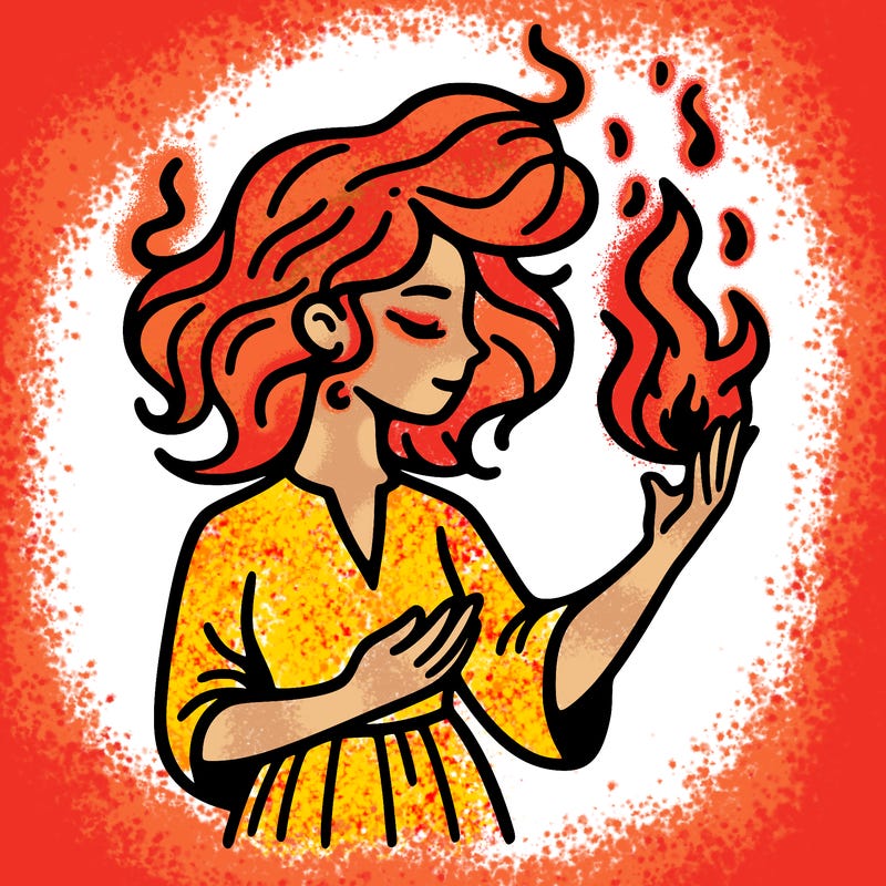 woman with fire