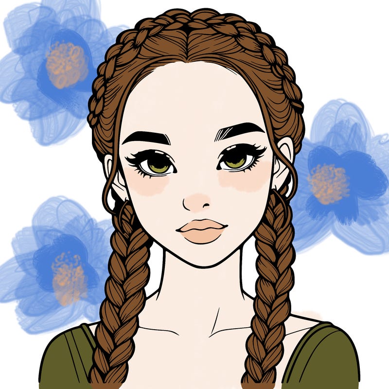 realistic girl with braids