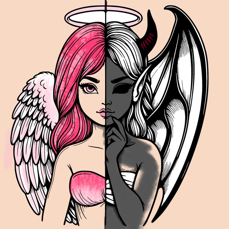 realistic angel half demon