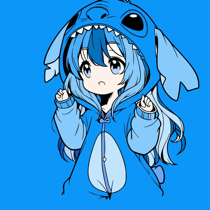 anime girl in a stitch onsie