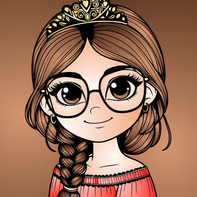 a girl with one braid and glasses who is a princess realistic