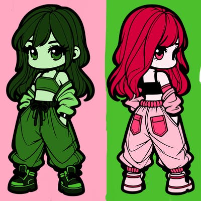 girl in crop top and baggy pants