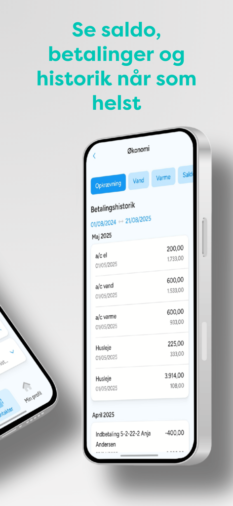 uHabi - A mobile phone screen showing the payment history for rent and utilities within the uHabi property management app