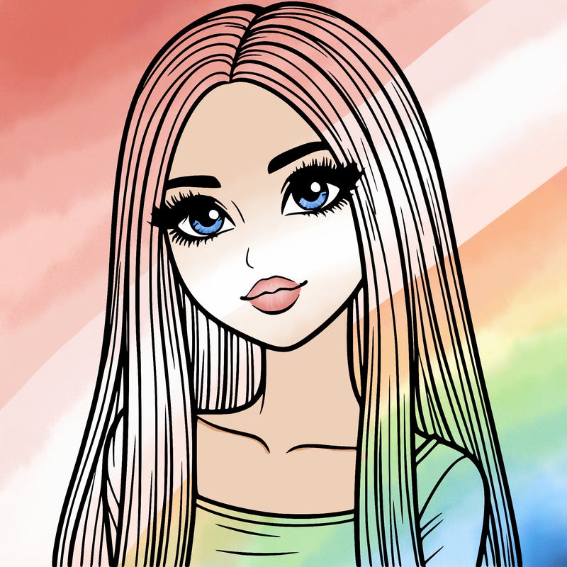 realistic girl with straight and long hair