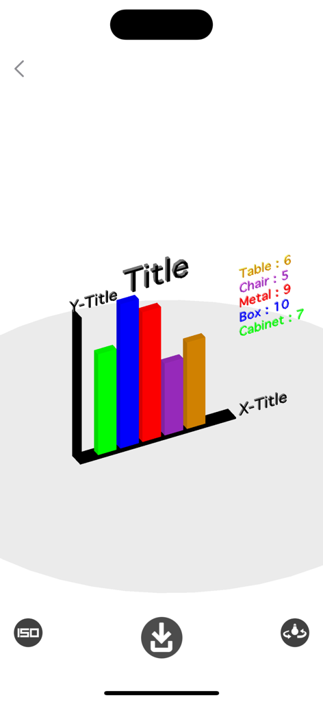 3D Chart Maker - Colorful 3D bar chart interface with customizable titles and labels