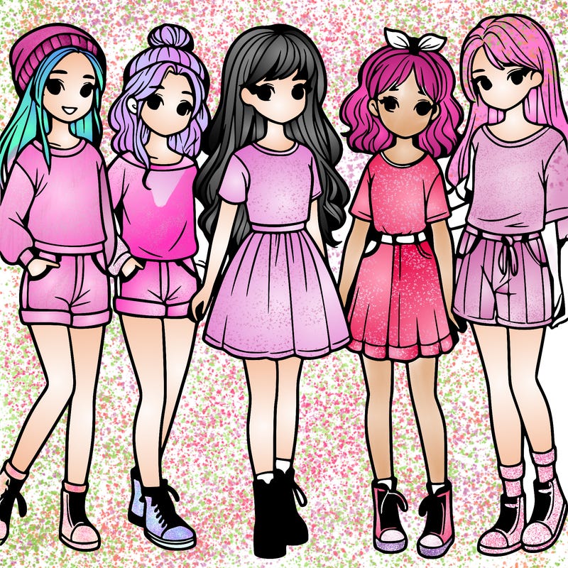 a group of five girls