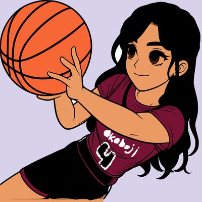 realistic girl playing basketball