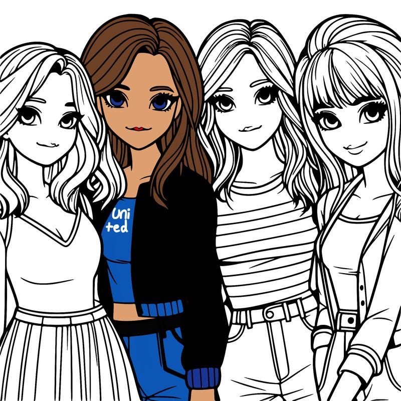 a group of girls realistic
