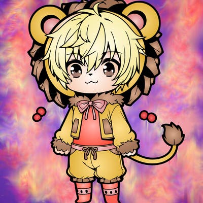 cute anime girl in male lion outfit