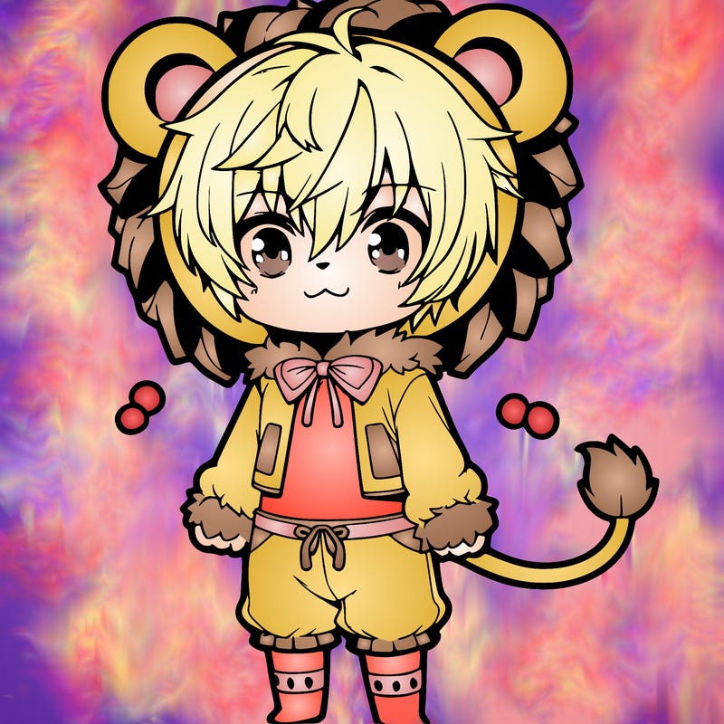 cute anime girl in male lion outfit