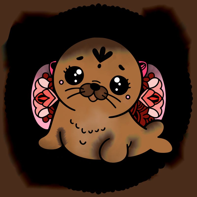 a cute baby seal mandala