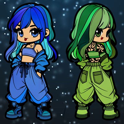 girl in crop top and baggy pants