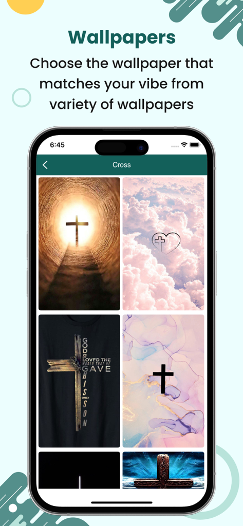 A variety of Christian cross wallpapers inside the Book of Enoch app