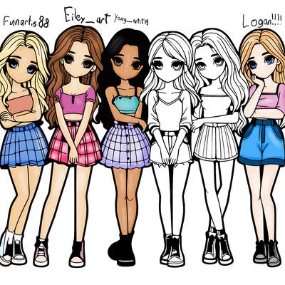 a group of girls realistic