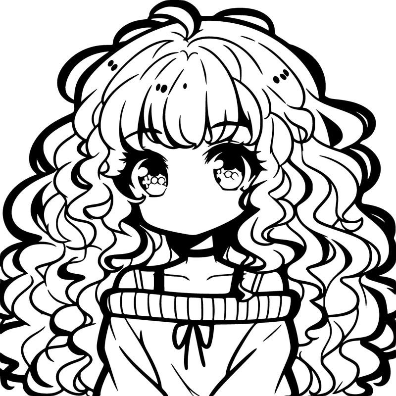 anime girl with curly hair