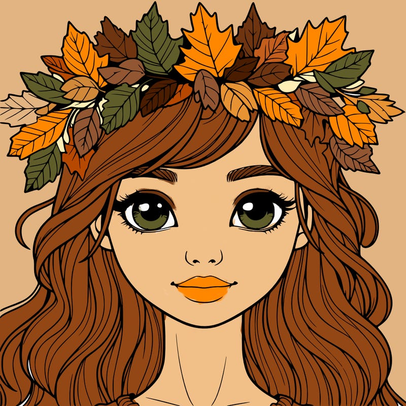realistic girl with fall leaf crown