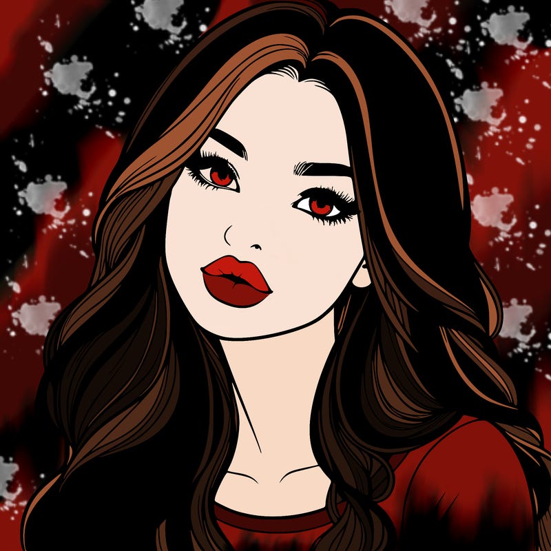 realistic girl with hair on her hair and lips