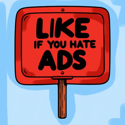 a sign that says like if you hate ads
