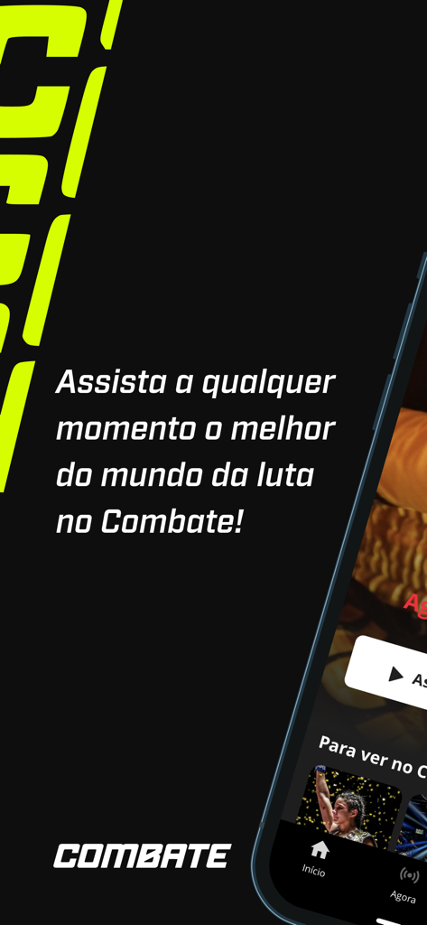 Combate Play - Tela do aplicativo Combate Play para streaming ao vivo de esportes de combate em português