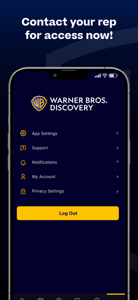 WBD Screeners - Warner Bros Discovery Screeners mobile app account and settings menu screen