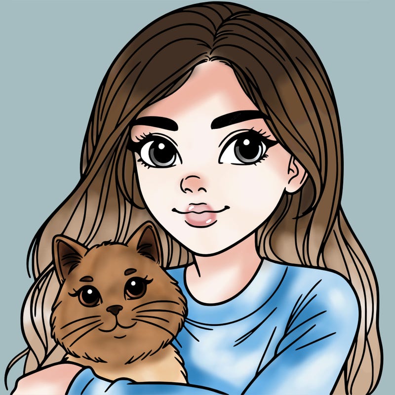 young woman with cat