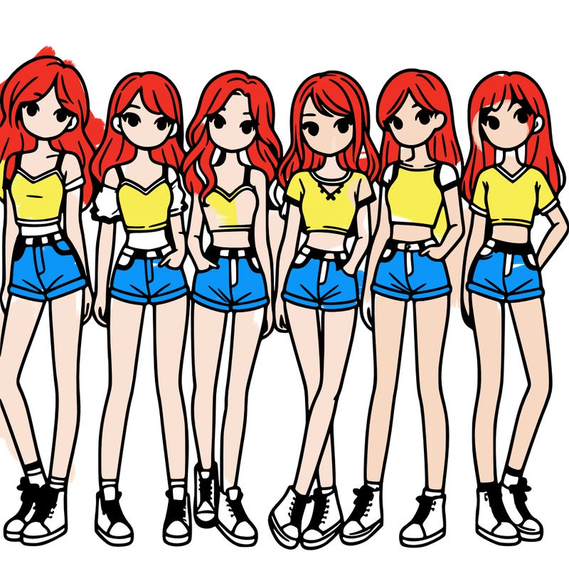 a group of girls wearing crop tops and shorts