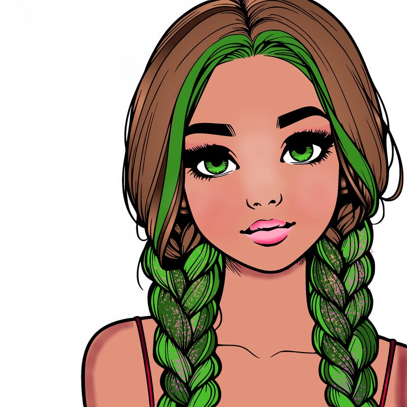 realistic girl with braids