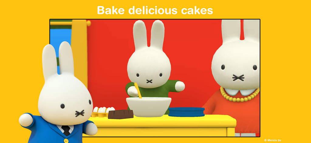 Miffy's World - Miffy and her friends stirring ingredients in a bowl to bake a cake