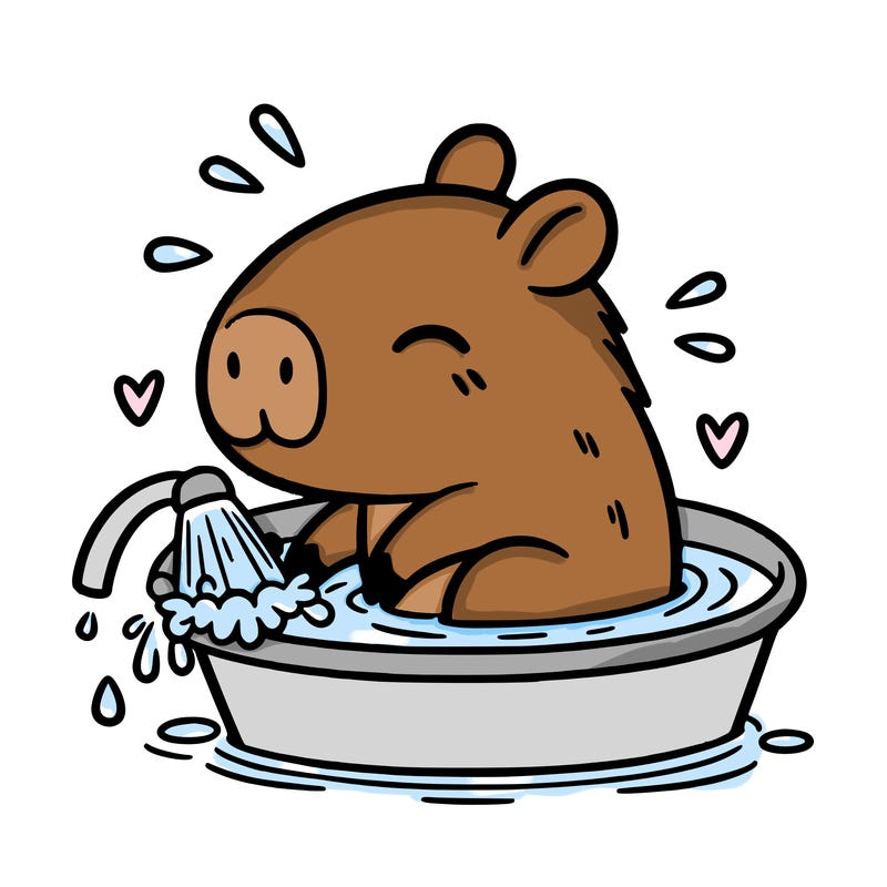 capybara taking a bath