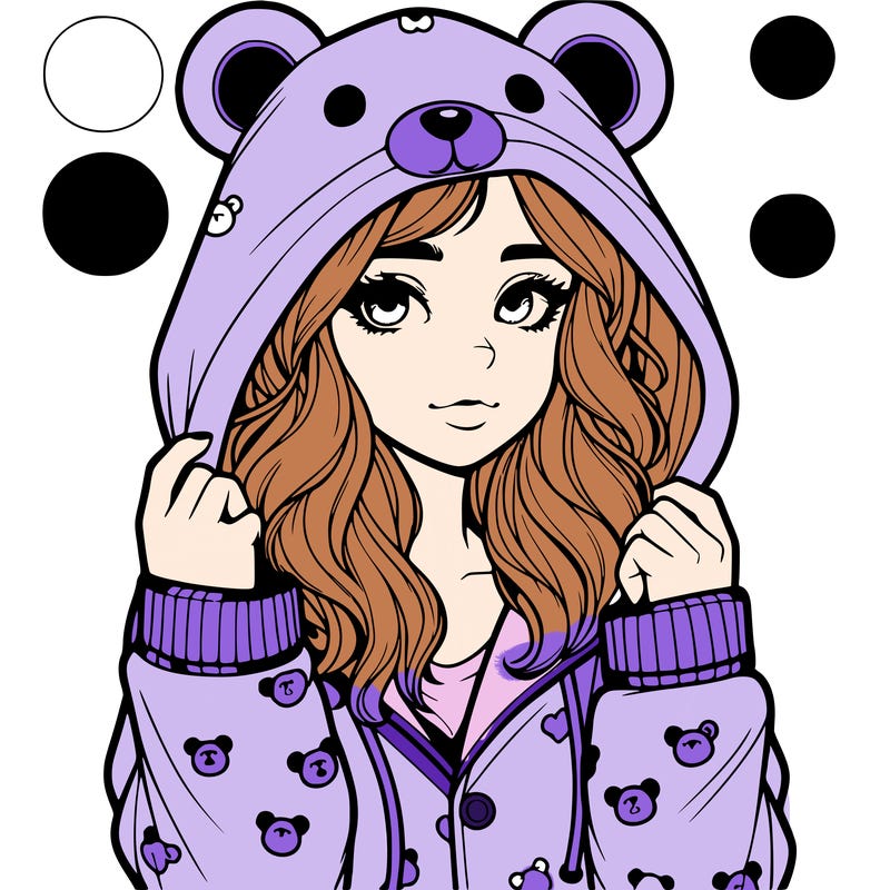 realistic girl in a animal pjs hoodie