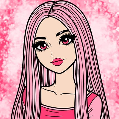 realistic girl with straight and long hair