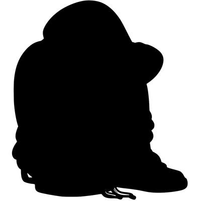 depressed man wearing hoodie and jordan shoes and baggy jeans