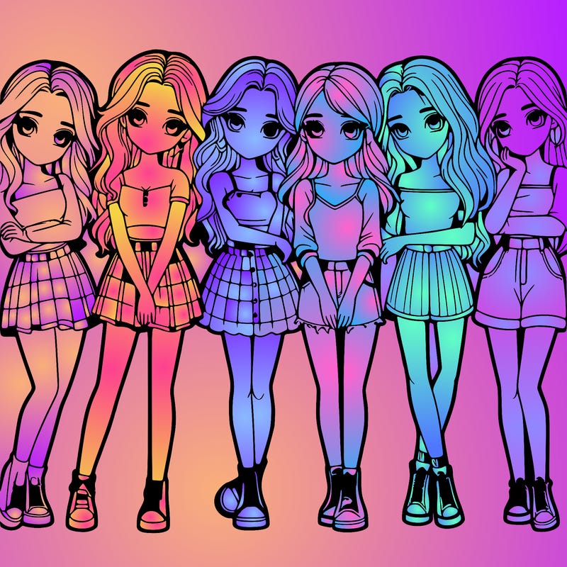 a group of girls realistic