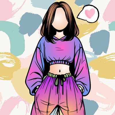 realistic girl faceless with baggy pants and a crop top