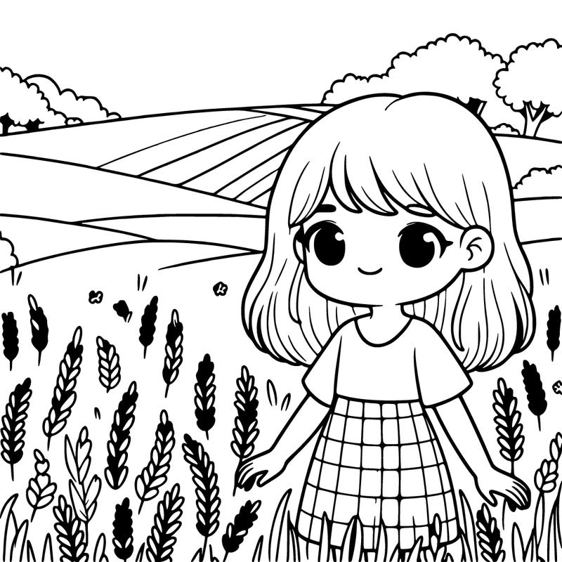 a girl in a field