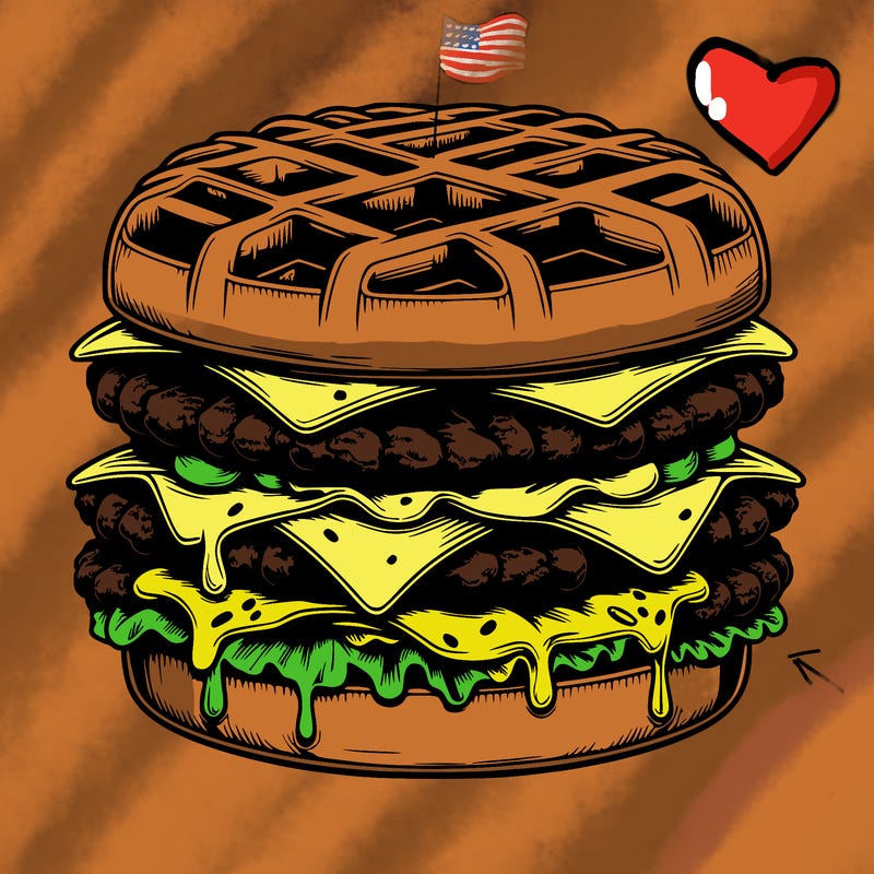 realistic waffle burger