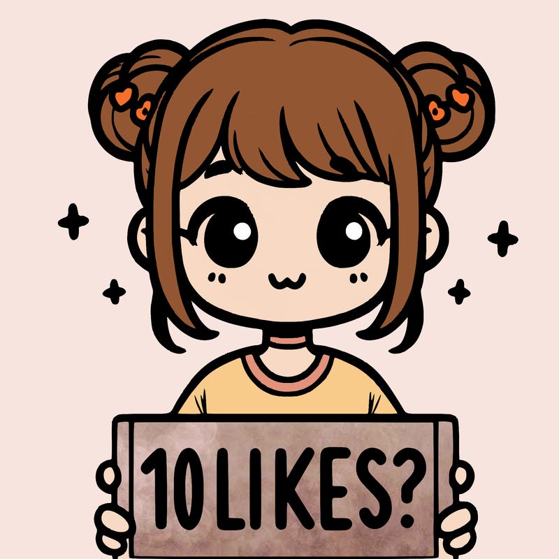 cute girl that is holding a sign that says 10 likes?