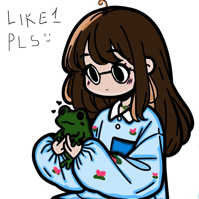 girl with long hair and a oversized shirt. and she is holding a frog