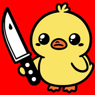 kawaii duck with knife