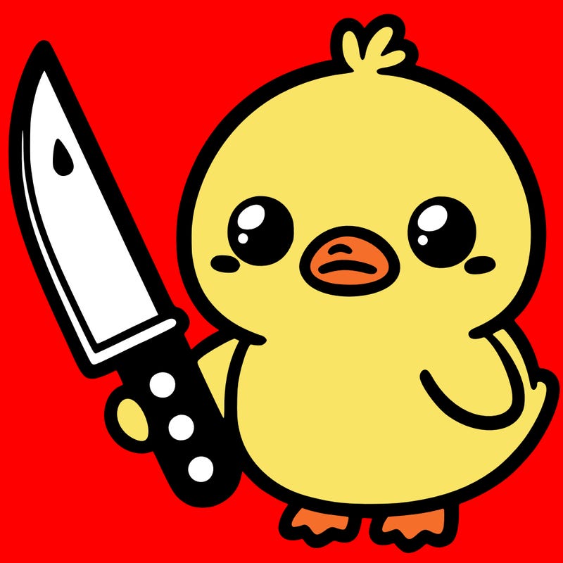 kawaii duck with knife