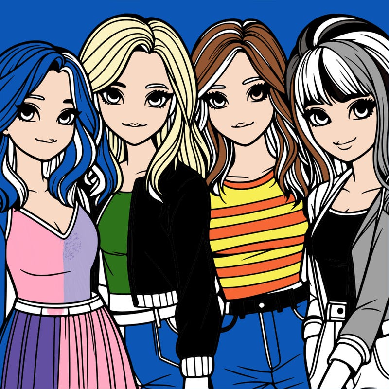 a group of girls realistic