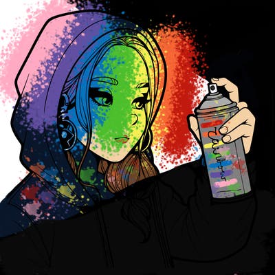 a realistic girl, spray painting