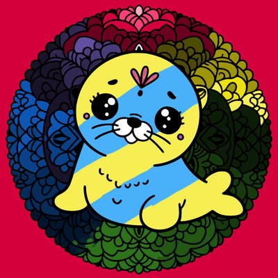 a cute baby seal mandala