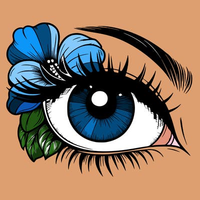 realistic eye with flower