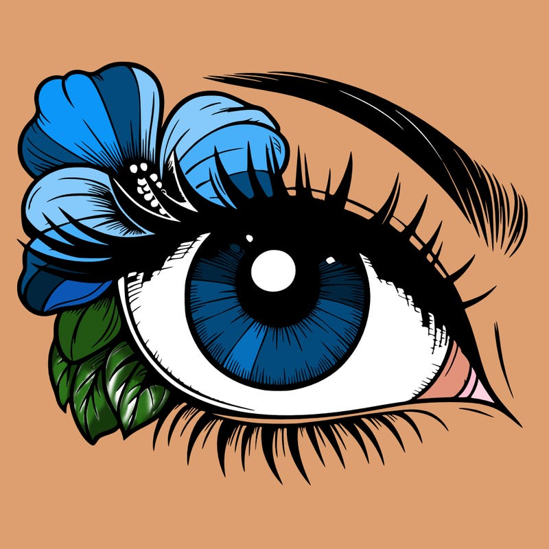 realistic eye with flower