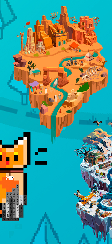 Color Island: Pixel Art Puzzle - Isometric pixel art floating islands and color by number character interface