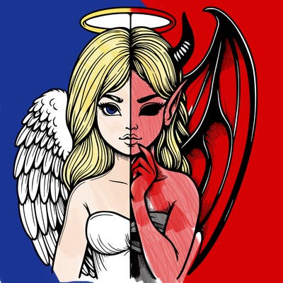 realistic angel half demon